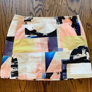 BDG white peach and black denim mini skirt